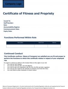 Sample certificate under the certification regime